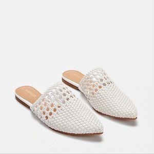 Express White Woven Mule Flats